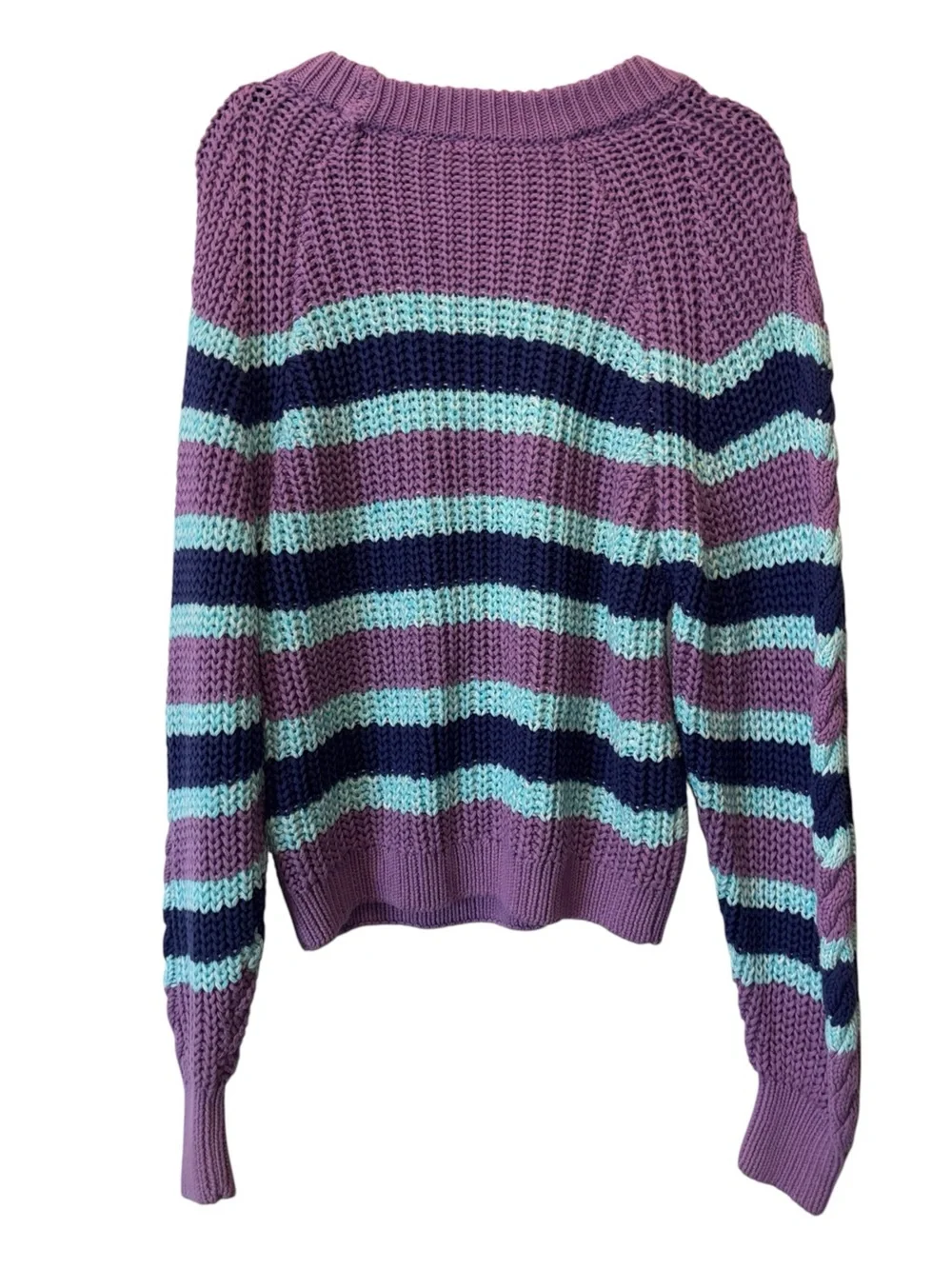 NEW FREE PEOPLE women's frankie cable striped pullover in Lilac combo XS